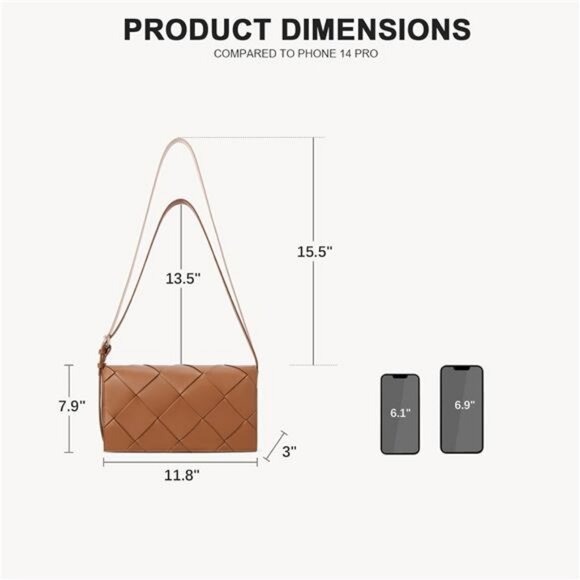 Woven Shoulder Bags for Women Trendy Small Crossbody Purse Leather Handbags - Picture 5 of 7
